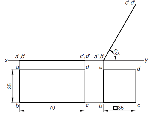 projection of planes inclened rectangle